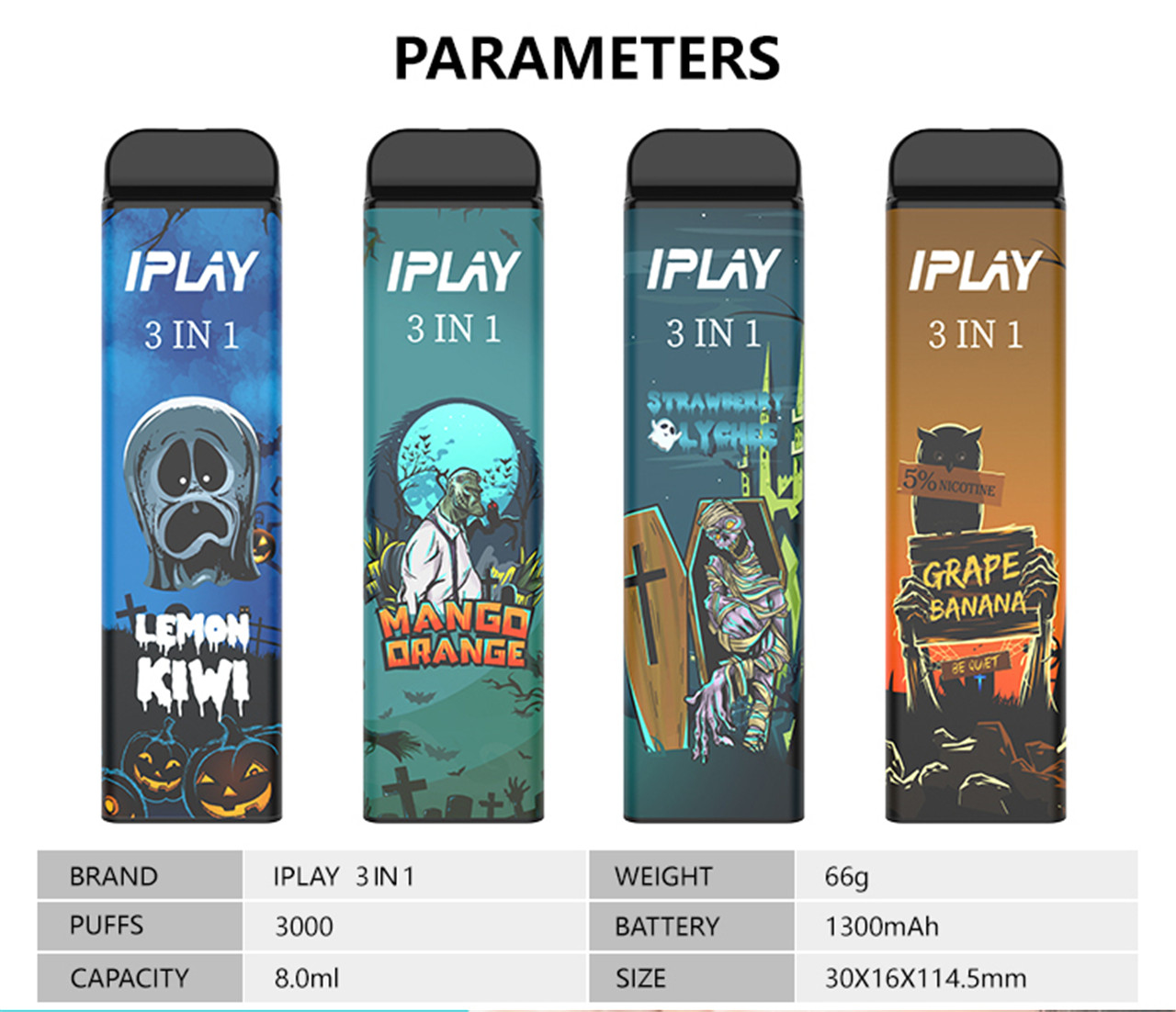 IPLAY 3 IN 1 Disposable Pod - Parameter