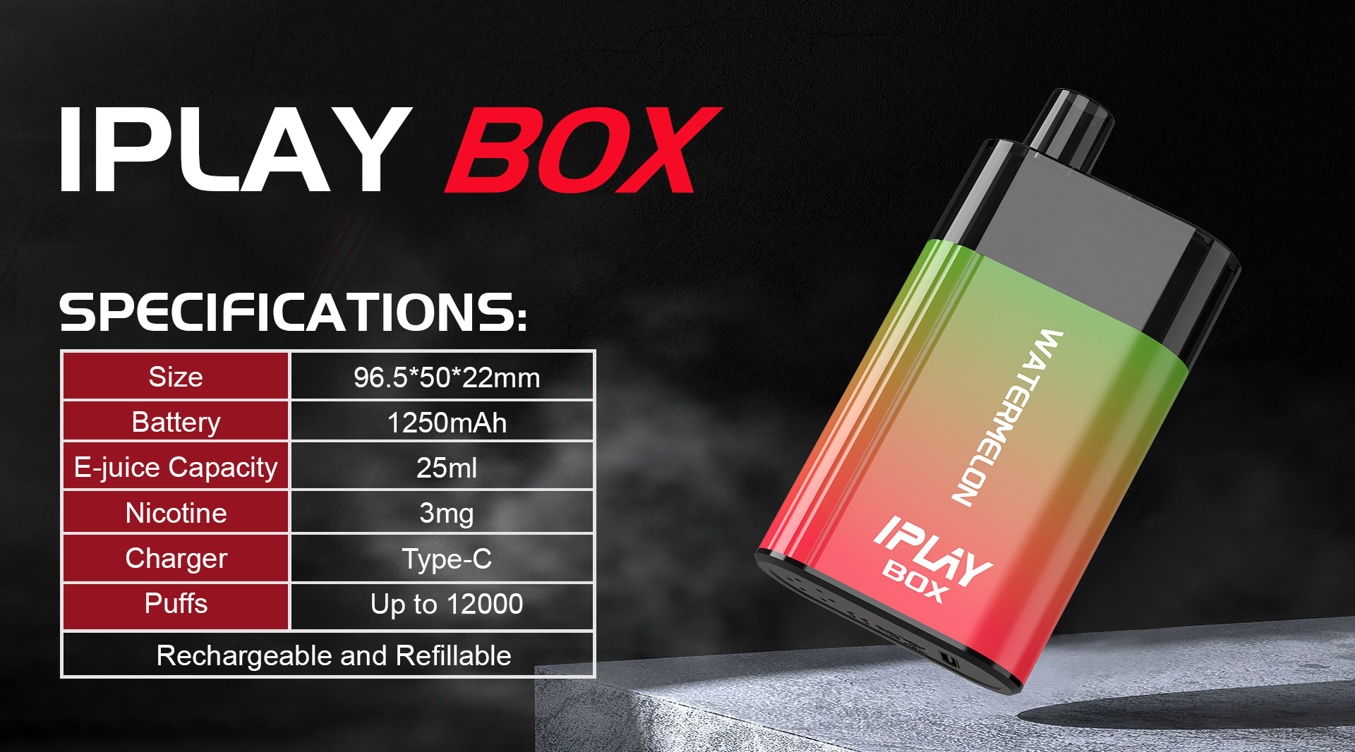 Iplay Box Disposable Vape - Specifcations